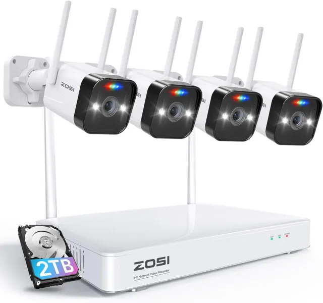 ZOSI 3MP 8CH Wireless Security Camera System Outdoor Mesh WiFi Outdoor 24/7 View