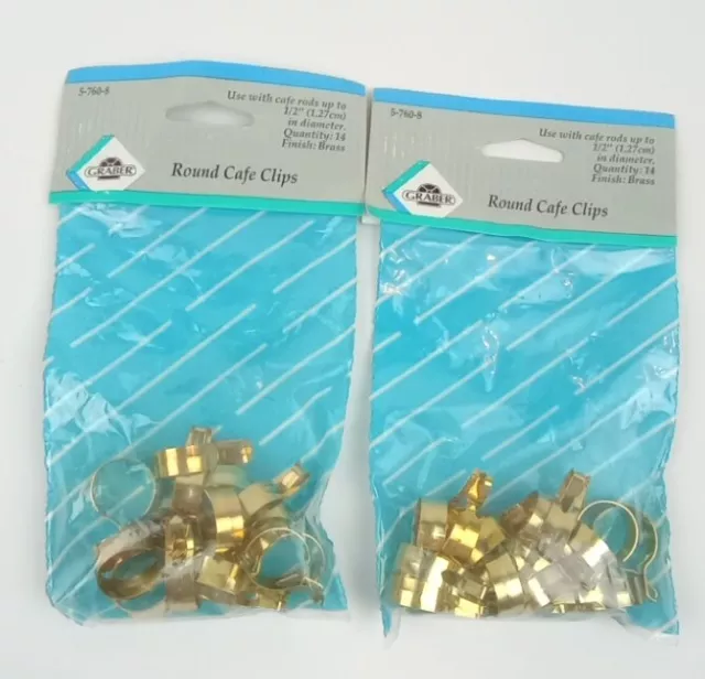 Lot 28 Vtg. KMART Round Brass Metal Clip-On Cafe Curtain Drapery Rings