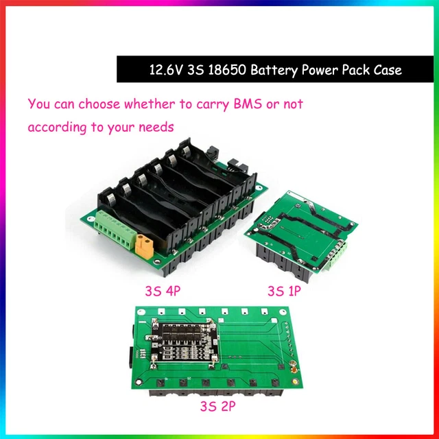 3S 1P/2P/4P 18650 Battery Pack DIY Box 40A/80A BMS Board No need Soldering .