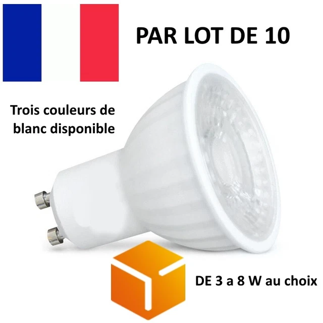 LOT DE 10 ampoule GU10 LED basse consommation de 3 a 8w au choix ! EUR
