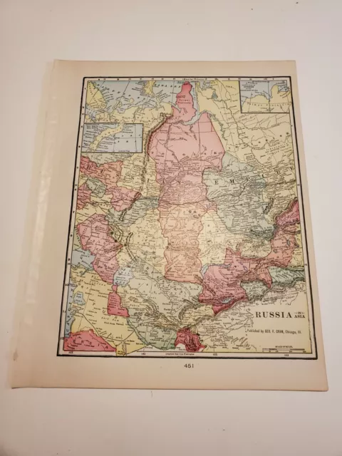 Map Russia in Asia and Turkish Empire Large Color Map c. 1903 (CC3)