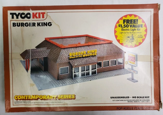 TYCO #7725 HO Scale Burger King Restaurant Partially Built Near Mint