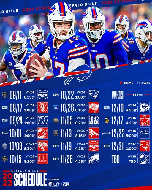 BUFFALO BILLS 2023 Season Schedule NFL 8x10 Photograph Print 11.99