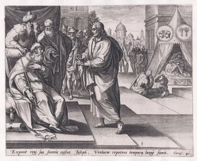 J. Snellinck Joseph Pharaoh Pharao Bible Bibel Kupferstich engraving Jode 1580