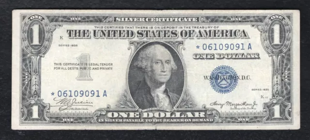Fr. 1607* 1935 $1 One Dollar *Star* Silver Certificate Note *Scarce* Very Fine
