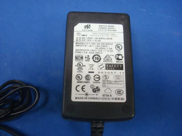 ZEBRA/ENG SWITCH-MODE POWER SUPPLY 3A-501DN12 AC100V-240V DC 12V-4.2A New!