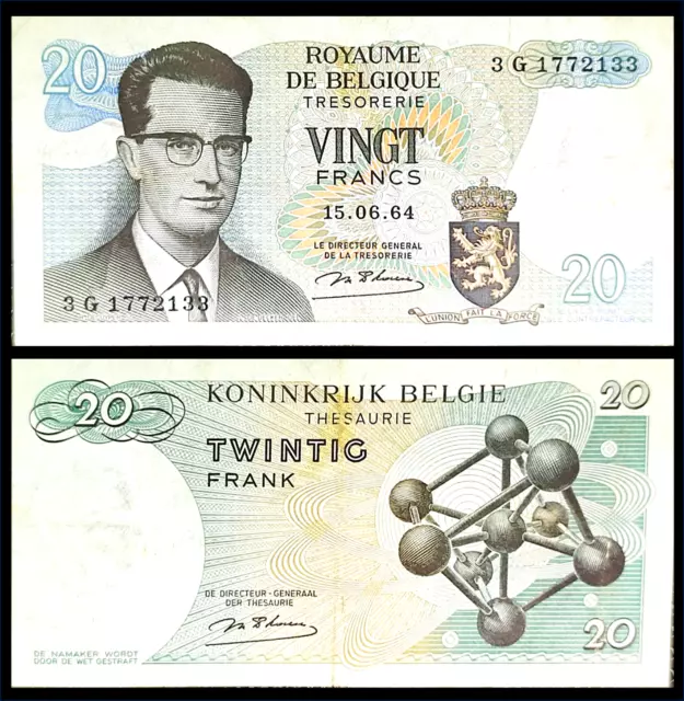 Billet Brief 20 Vingt francs frank België Belgique Belgium 15.06.1964 P#138.B