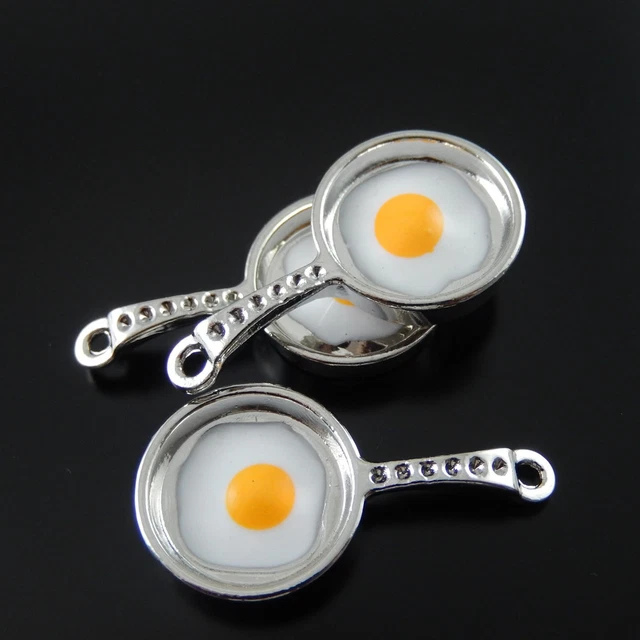 Antike Silber Legierung Omelette Topf Form Schmuck Handwerk Anhänger 10 Stück