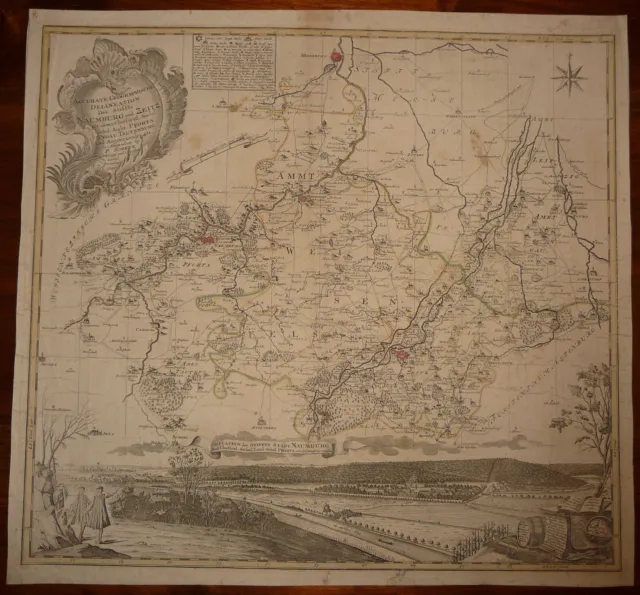 Kupferstich - Landkarte P. Schenk v. 1749  Naumburg Zeitz Pforta Pegau  (3)