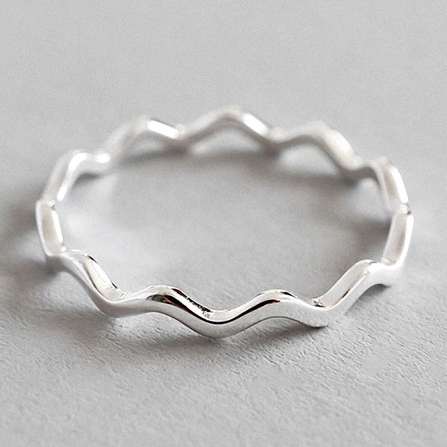 Elegant Solid 925 Sterling Silver Thin Line Curve Rings for Women Fine Jewelry