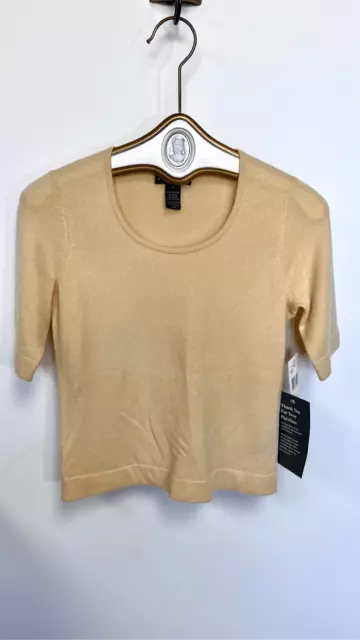 Lauren Ralph Lauren Womens Yellow Cashmere Short Sleeve Sweater Size Small NWT