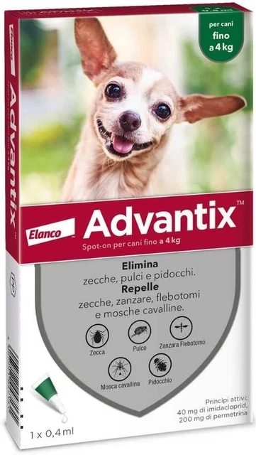 Advantix® Spot-On Antiparassitario per Cani Fino a 4 Kg, 1 Pipetta Da 0,4 Ml. El