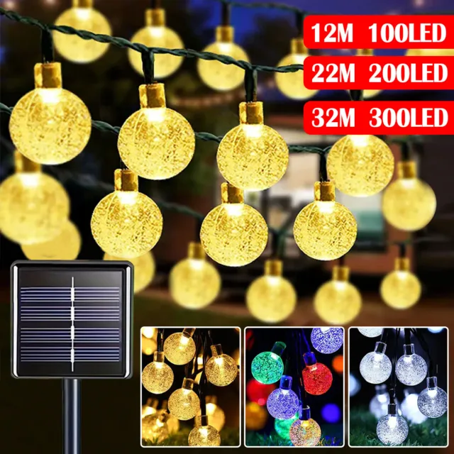 12-32M LED Solar Light Party Fairy Outdoor Retro Ball String Lights Patio Garden