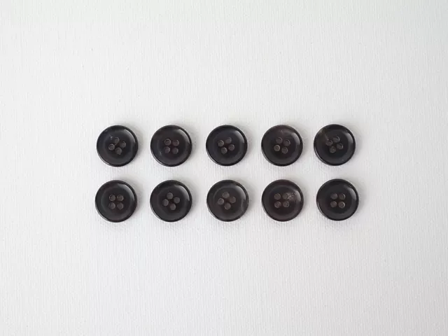 10 X 15mm REAL HORN BUTTONS (dark brown) - For Tailor Suits Jackets Trousers