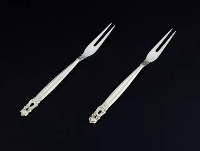 Georg Jensen, Acorn, two cold cuts forks in sterling silver. Stamped after 1945.