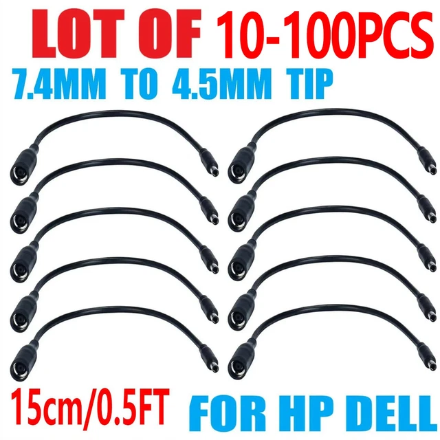 Power Adapter 7.4mm To 4.5mm Tip Converter - USB-C To Dell Laptop Adapter For 45W/65W/90W Power Supplies