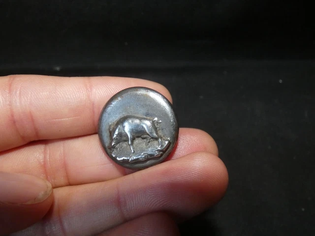 Ancien Bouton Corne De Vénerie 17 Mm - équipage Chasse Loup Renard - France