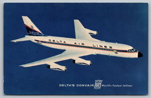 Postcard Delta's Convair 880 Aristocrat Of The Jet Airplane VTG c1950 C17