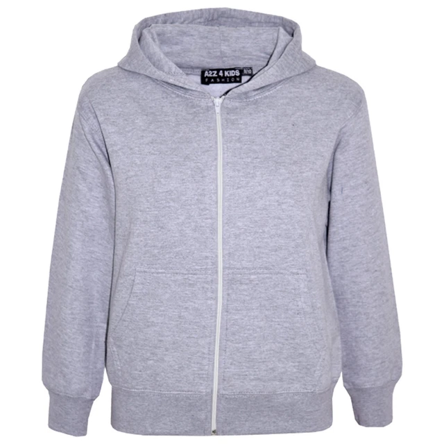 Bambini Ragazzi Unisex Semplice Pile Grigio Cappuccio Zip Stile Età 2-13 Anni