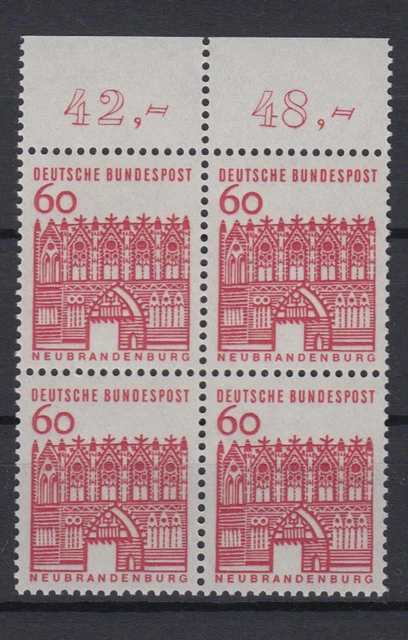 Bund 459 mit Oberrand 4er Block Deutsche Bauwerke klein 60 Pf postfrisch