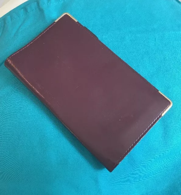 Vintage Gold Gilt Corners Burgundy Memo Notepad Cover Credit Card Holder A53