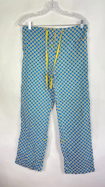 Vera Bradley Womens Pajama Pants Floral Print Blue Yellow Drawstring Size S