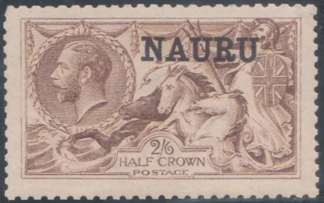 (F209-2) 1916-23 Nauru 2/6d Half Crown brown seahorse O/P Nauru MH (B)