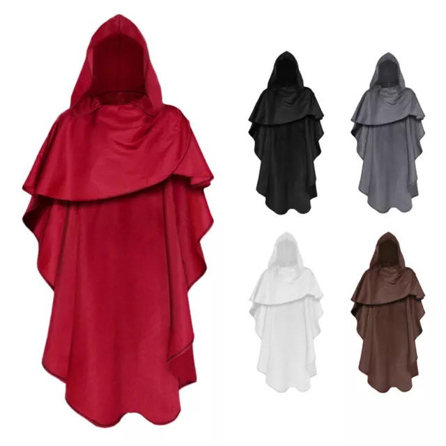 Medieval Templar Knight Hooded Cloak Crusader Surcoat Halloween Cosplay Costume