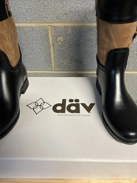 WOMEN S DAV RAIN Boots Black Equestrian Fleece Lined EUR 37 US 7 46.50 PicClick UK