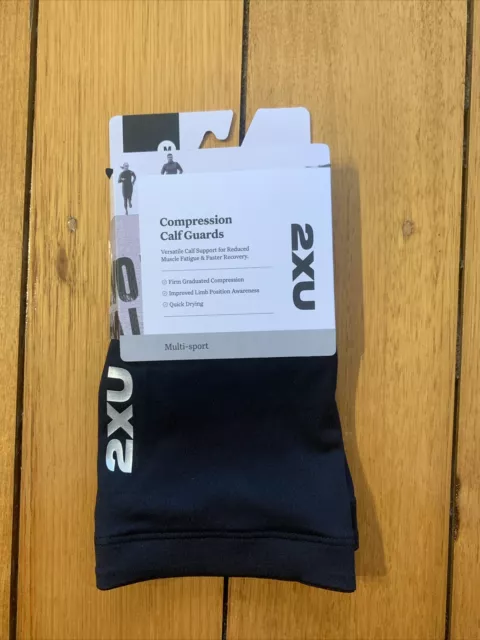 2XU Compression Unisex Calf Guards - Black/Black Size MEDIUM