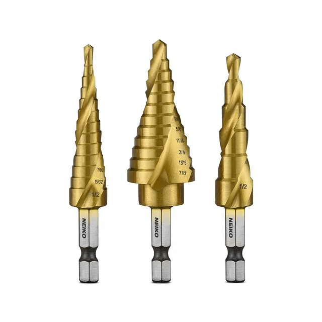 10181A Step Drill Bit Set, 3 Piece, Spiral Grooved for Faster Drilling, S