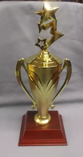 large multi star CUP trophy award rosewood block base