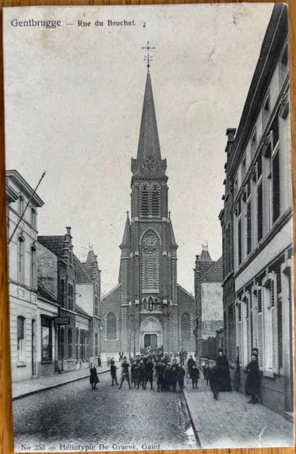 CPA années 1900: GENTBRUGGE - Rue du Brochet. Enfants dans la rue