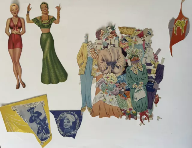 Vintage 1942 Carmen Miranda Paper Dolls w/Outfits & Accessories - Whitman