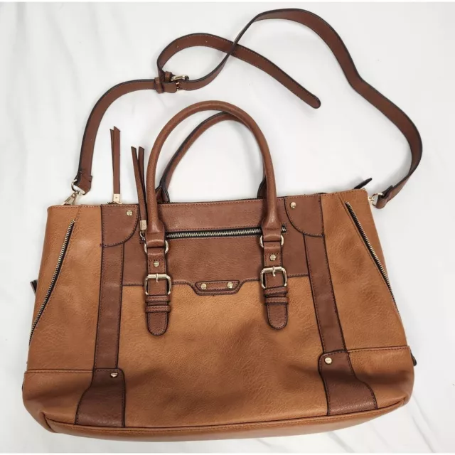 Sole Society Brown Large Satchel Crossbody Tote Bag