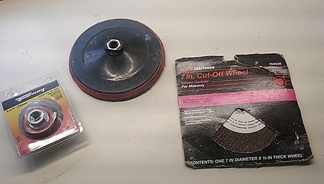 3pc angle grinder Forney 2-3/4" wire Cup Brush, 6" sanding disc, 7" cutoff wheel