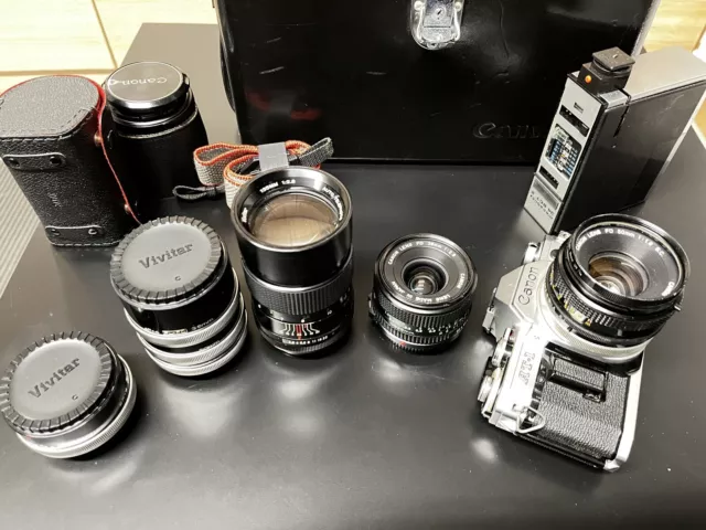 Canon A T 1 - analoge Spiegelreflexkamera mit 3 Objektiven - Komplett Set - AT 1