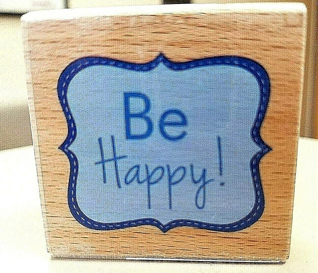 Be Happy Stamp Card Making Rubber Stamp Saying Words Quote 2" X 2" Be Happy Stamp Card Making Rubber Stamp Saying Words Quote 2" X 2"