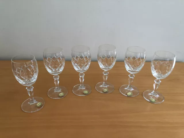 Set Of 6 Stunning Bohemia Czech Crystal Sherry Port Glasses 50Ml