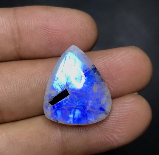 Supreme ! Natural Rainbow Moonstone Fire Cabochon  Loose Top Gemstone  AAA+ 27