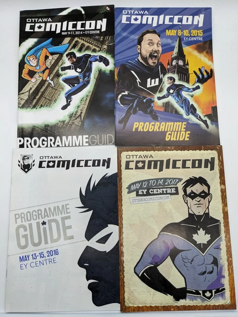 Lot of 4 Ottawa Comiccon Programme Guide 2014 2015 2016 2017 Comic Convention