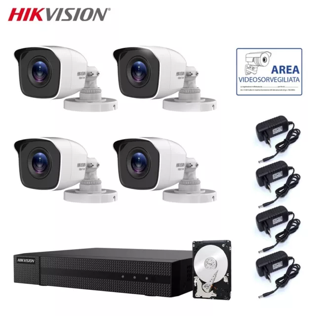 Kit 4 Telecamere Videosorveglianza Hikvision Dvr 8 Canali 2 Mpx 1Tb Hdd