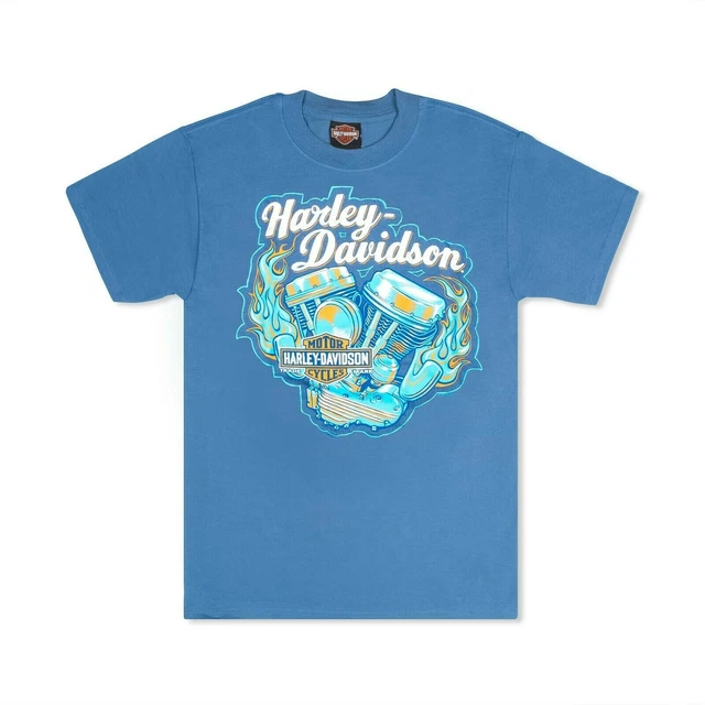 HARLEY-Davidson Biker T-SHIRT MANICA CORTA UOMO DONNA blue