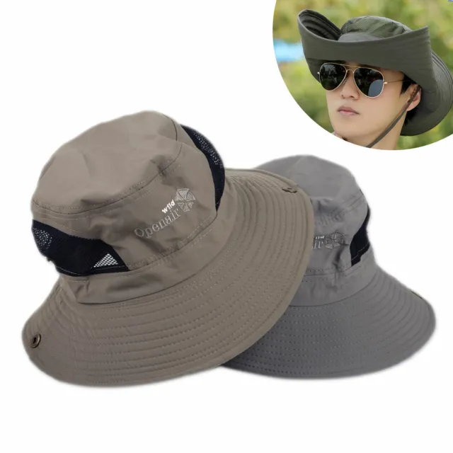Unisex Wide Brim Sun Visor Cap  Boonie Hat with Mesh Outdoor Camping Fishing rt