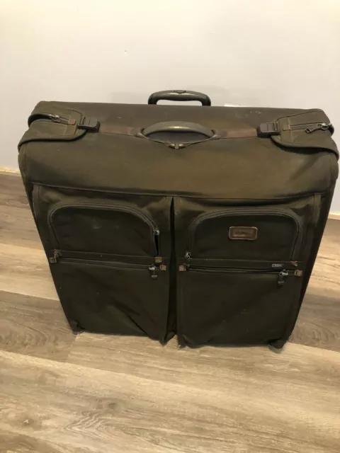 Vintage Tumi Green  Alpha 2 Wheel Folding Garment Luggage Bag 24"x 22"