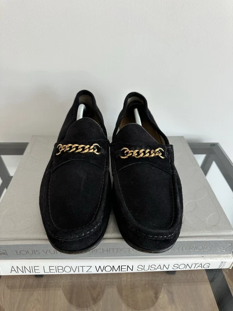 TOM FORD YORK Chain Loafers Dark Navy Blue Suede Sz 9.5 US  display picture 3