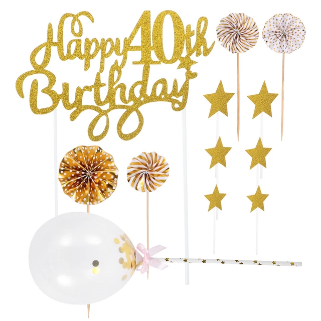 Juego de accesorios de pastel ""Feliz cumpleaños"", decoraciones de pasteles, inserciones de cupcake