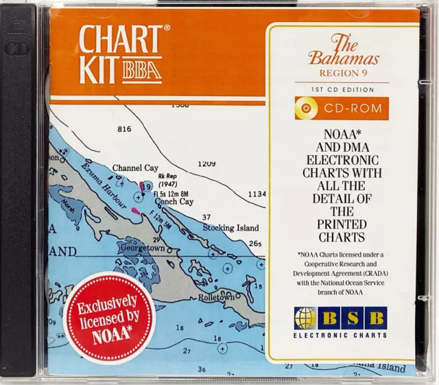 Chart Kit BBA NOAA CD-ROM Region 9 The Bahamas & Bermuda Digital Map Software