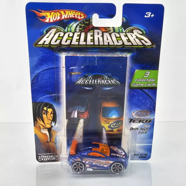 Hot Wheels Acceleracers DRIFT TECH Teku Blue Orange Car Mattel 2004 NEW