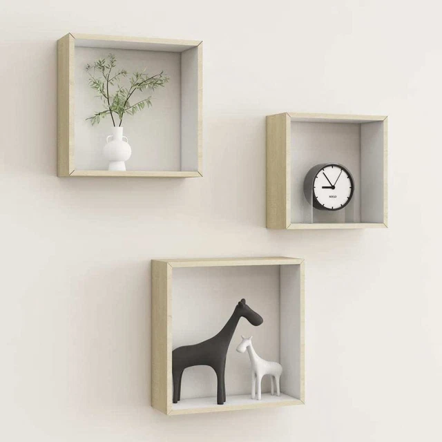3 pcs Étagères Murales sous Forme de Cube Multiples Couleurs Béton vidaXL